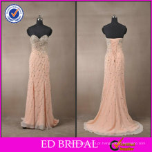 ED Bridal Fashion Bainha Strapless Sweetheart Neck Orange Chiffon Últimas Design Formal Evening Gown